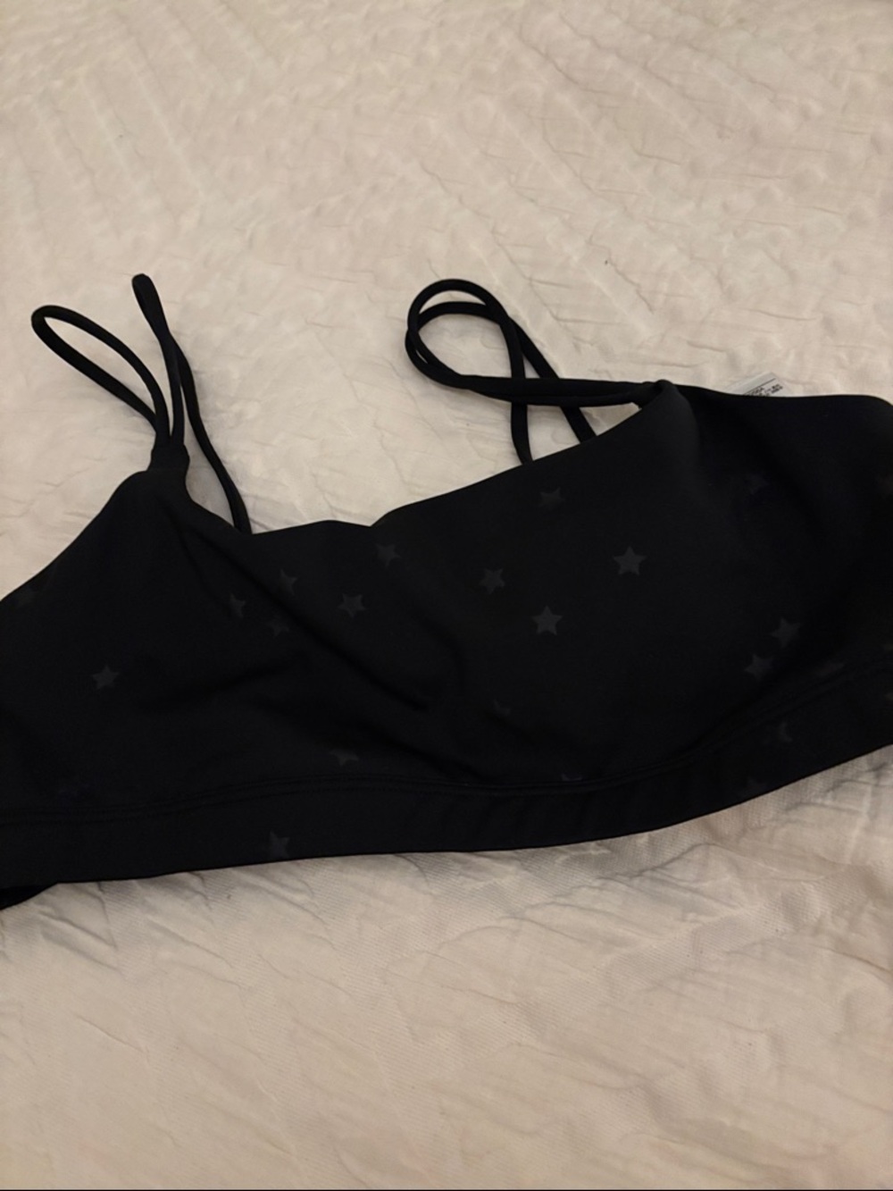 Black Star-Print sports bra with Thin Straps